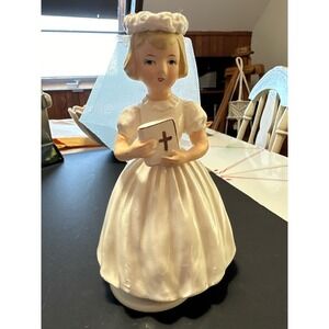 Vintage Schmid Brothers Musical Doll Girl COMMUNION DRESS  Japan 7" Works